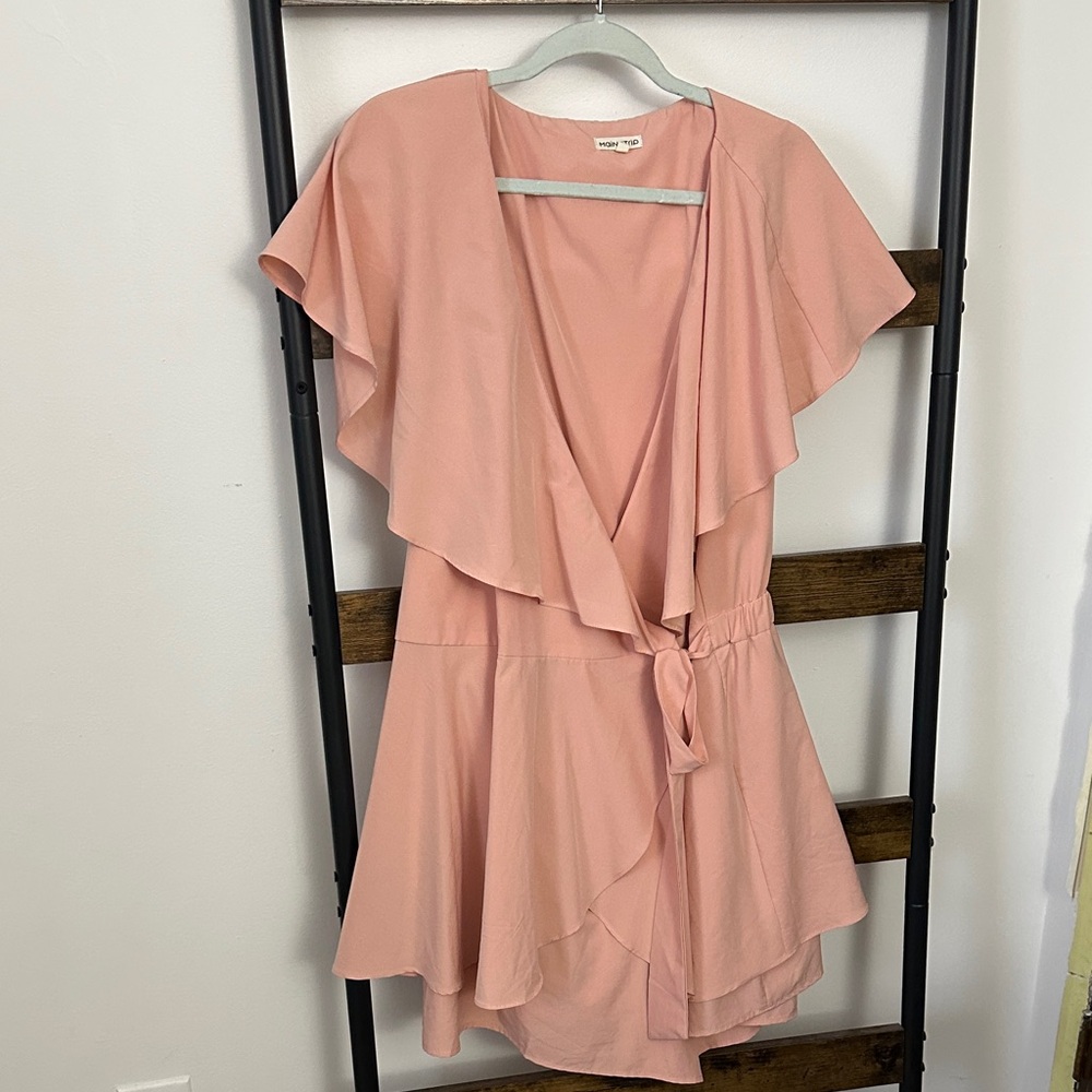 Elegant Pink Wrap Dress
